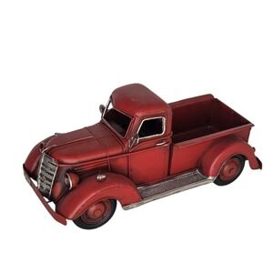 Vintage Red Metal Truck Farmhouse Home Decor Accent